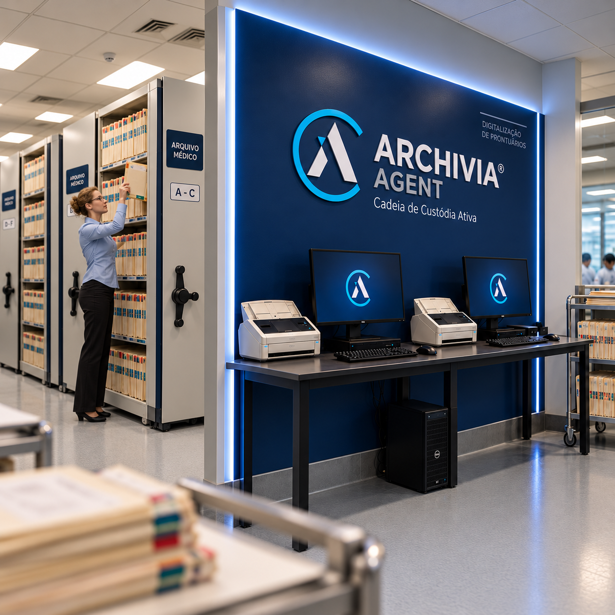 Ambiente de arquivo médico e tratamento de prontuários